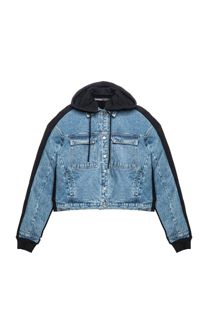 Blue & Black Paneled Denim Jacket