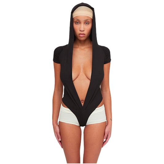 Hooded Bodysuit Black