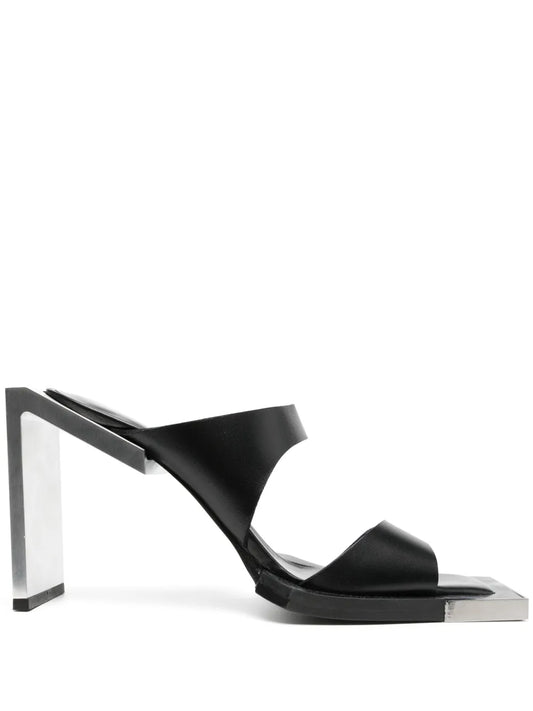 100mm Square Open Toe Leather Sandals