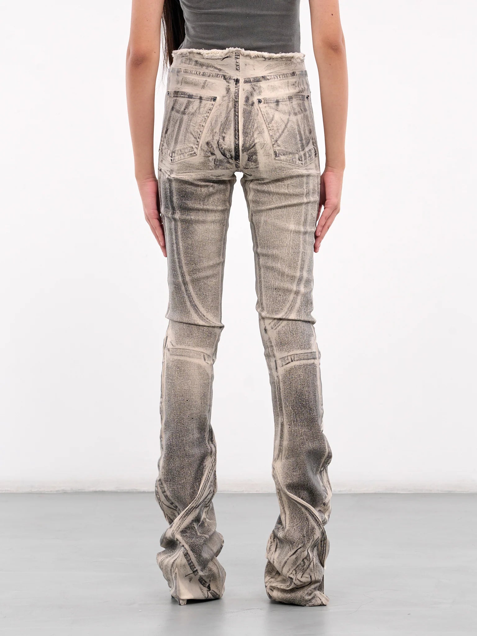 Raw Edge Drape Denim Pants
