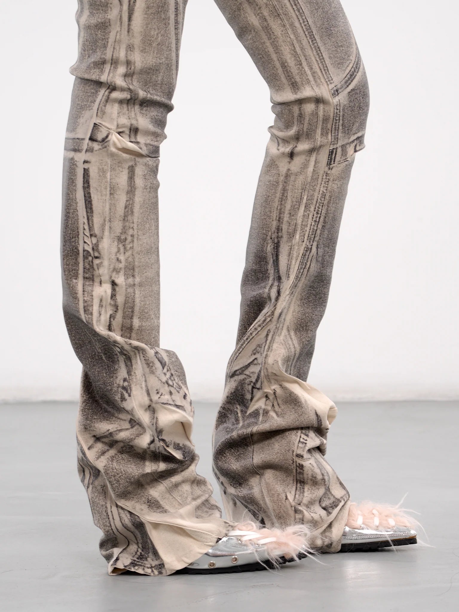 Raw Edge Drape Denim Pants