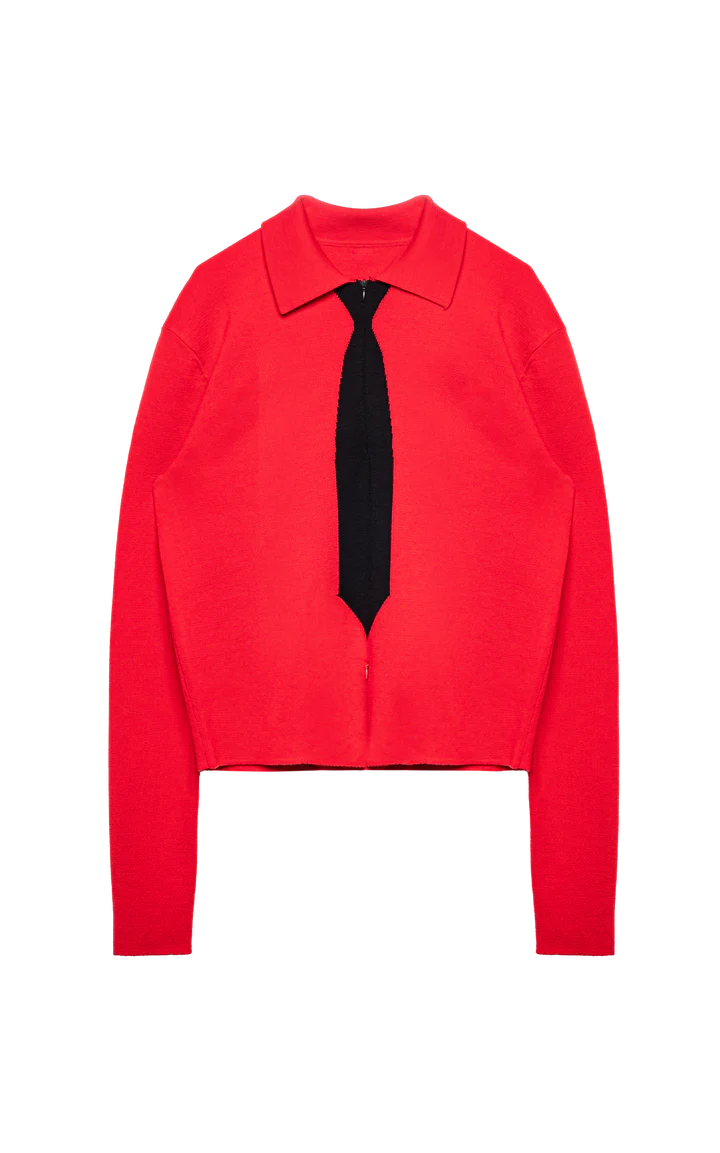 Red Knitted Uniform Polo