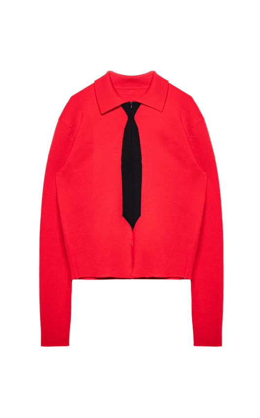 Red Knitted Uniform Polo