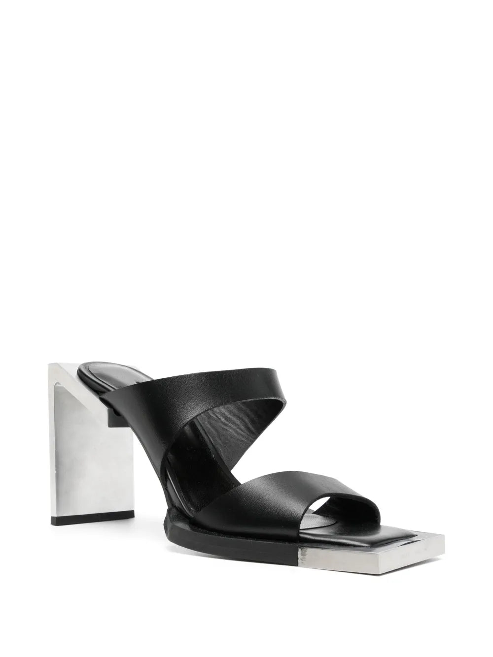 100mm Square Open Toe Leather Sandals