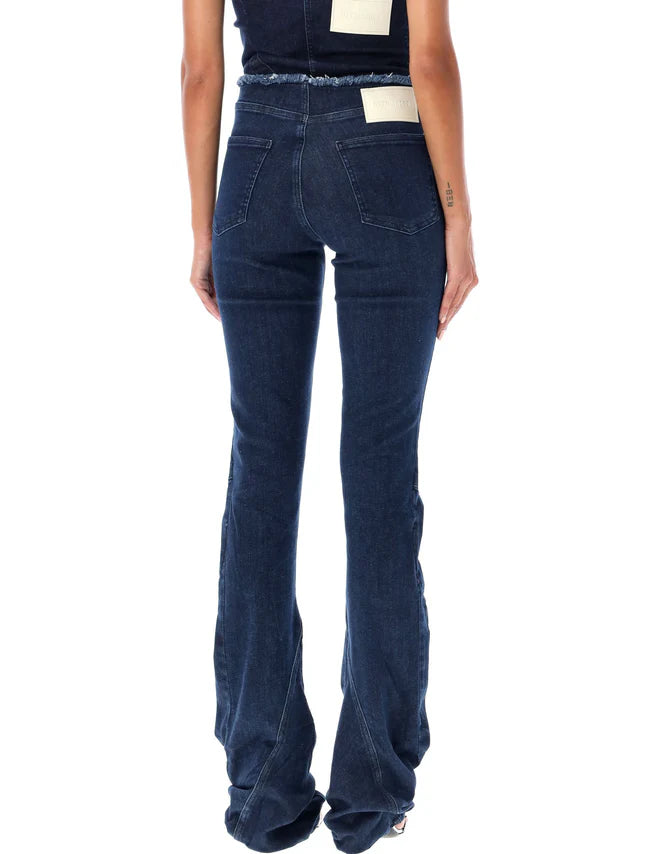 Raw Edge Drape Denim Pants