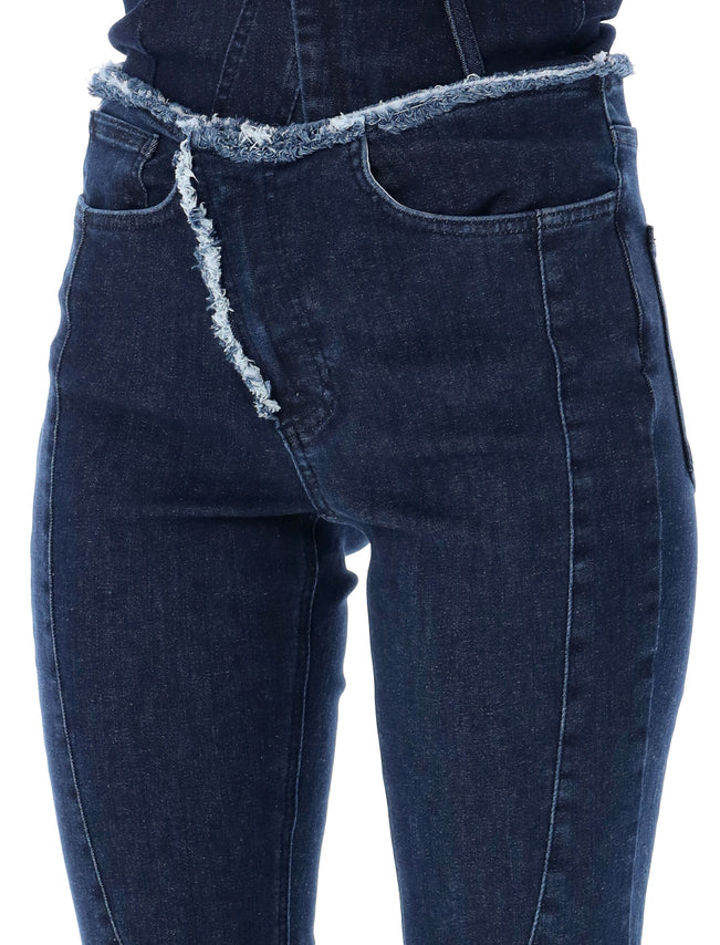 Raw Edge Drape Denim Pants