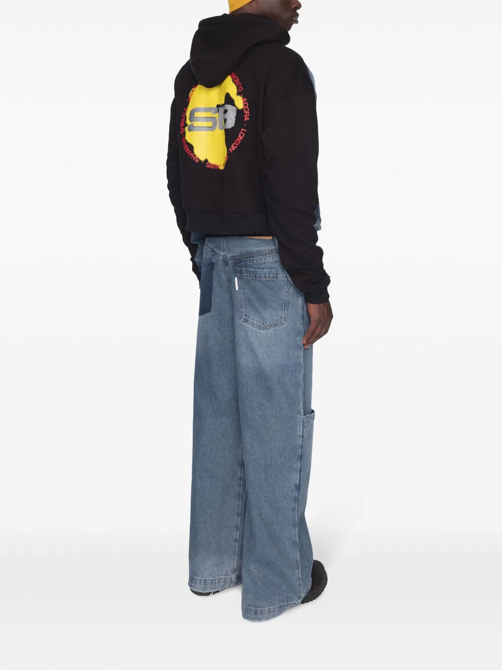 Blue & Black Paneled Denim Jacket