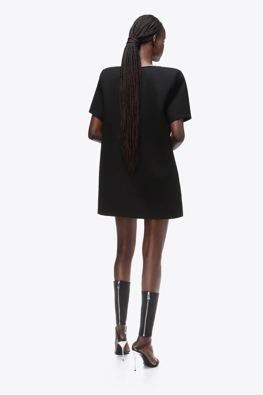Crystal Bow V-Neck T-Shirt Dress