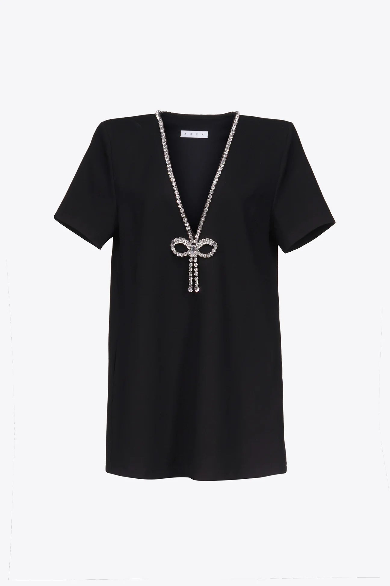 Crystal Bow V-Neck T-Shirt Dress
