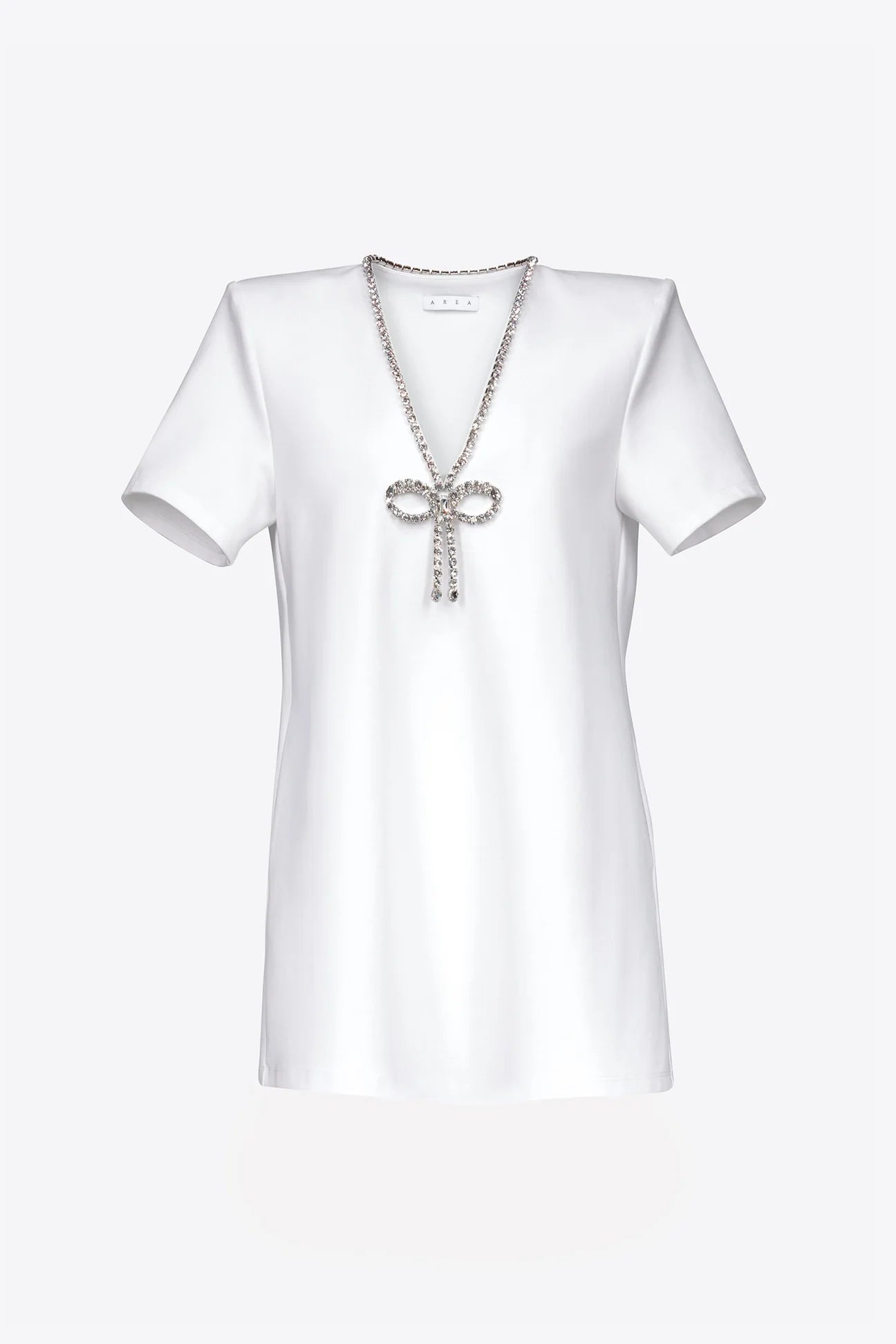 Crystal Bow V-Neck T-Shirt Dress