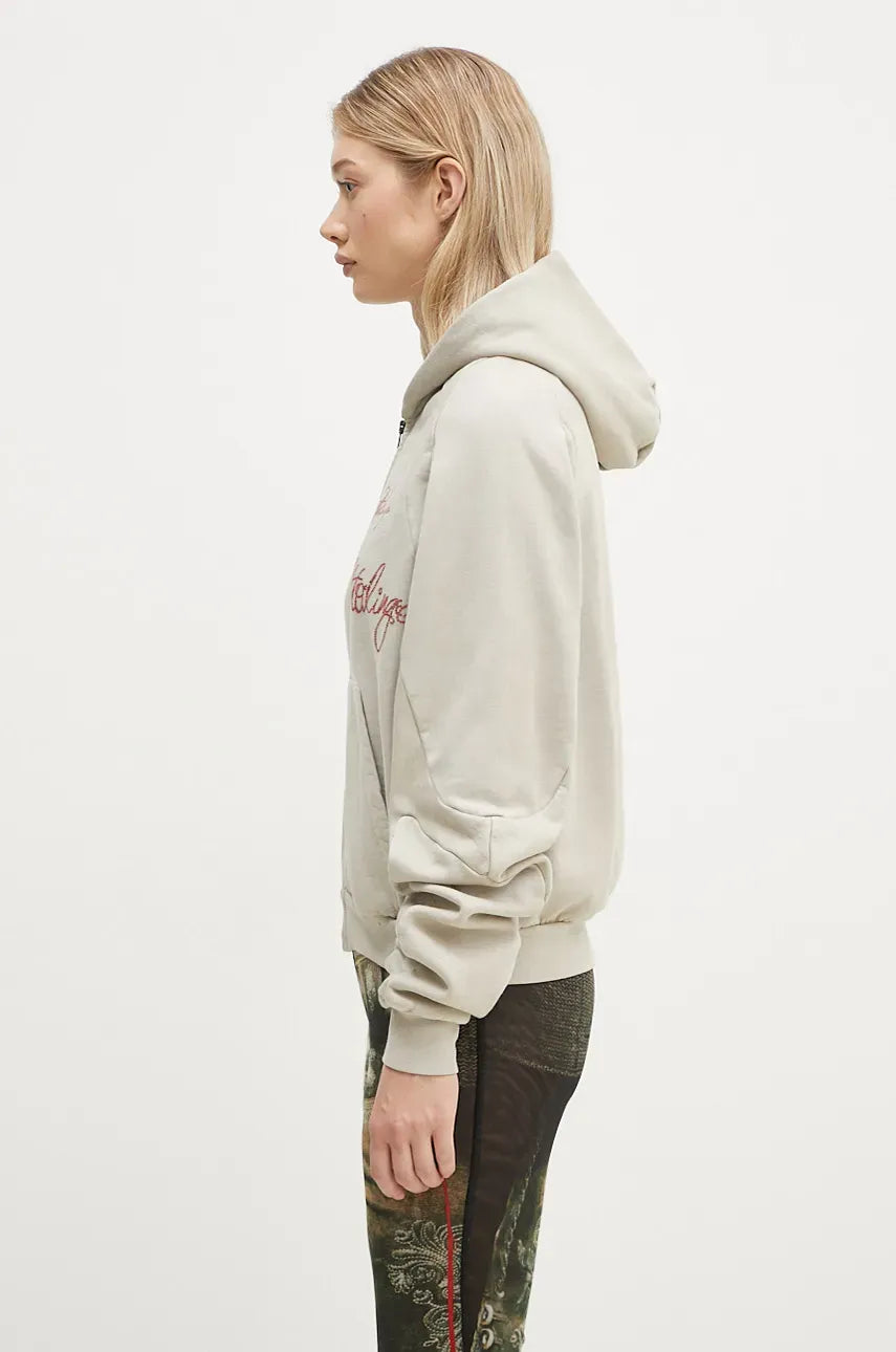 Cotton Sweatshirt Oversized Zip Hoodie