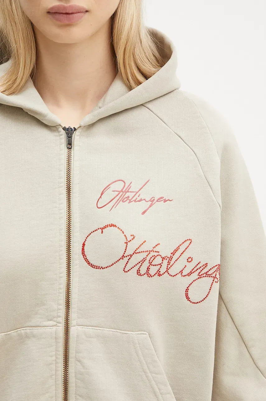 Cotton Sweatshirt Oversized Zip Hoodie