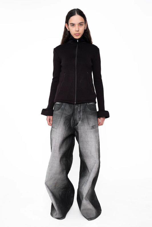 Shadow Painted Double Waist Denim Pants