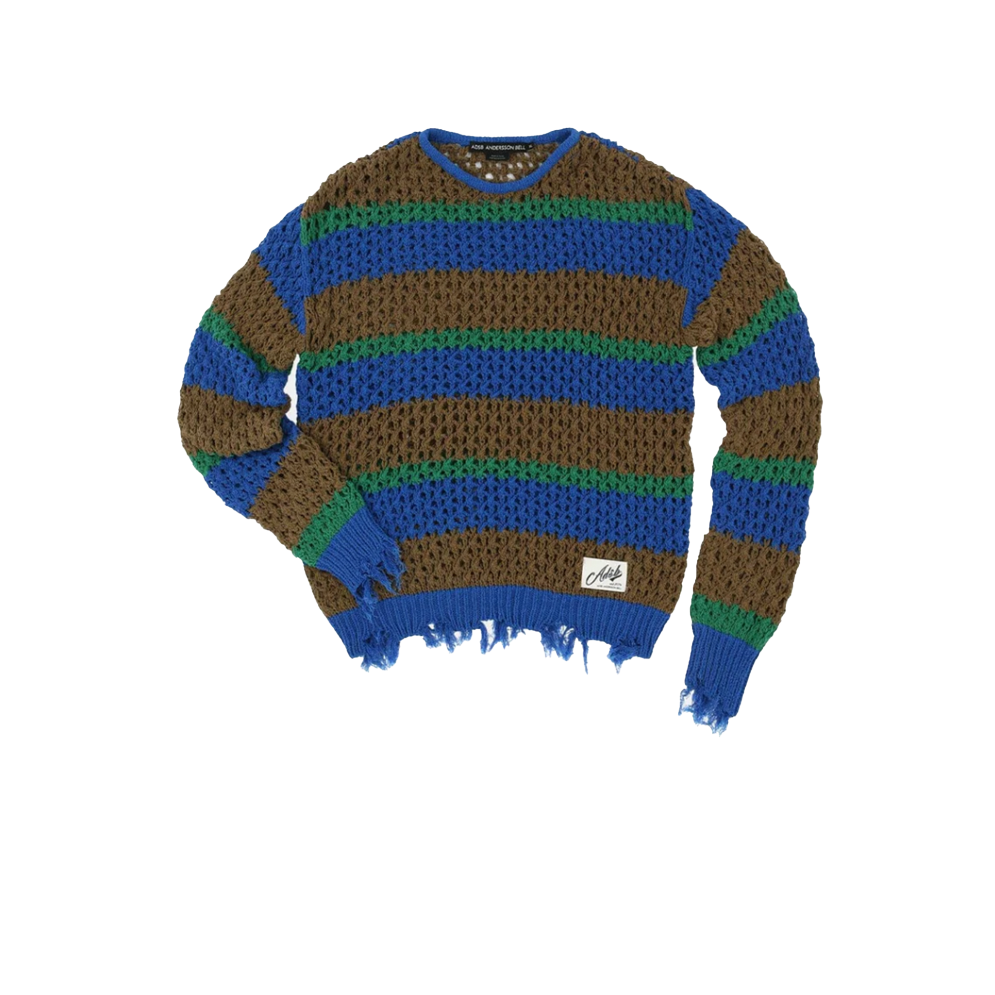 Unisex Damaged Stripe Boatneck Sweater