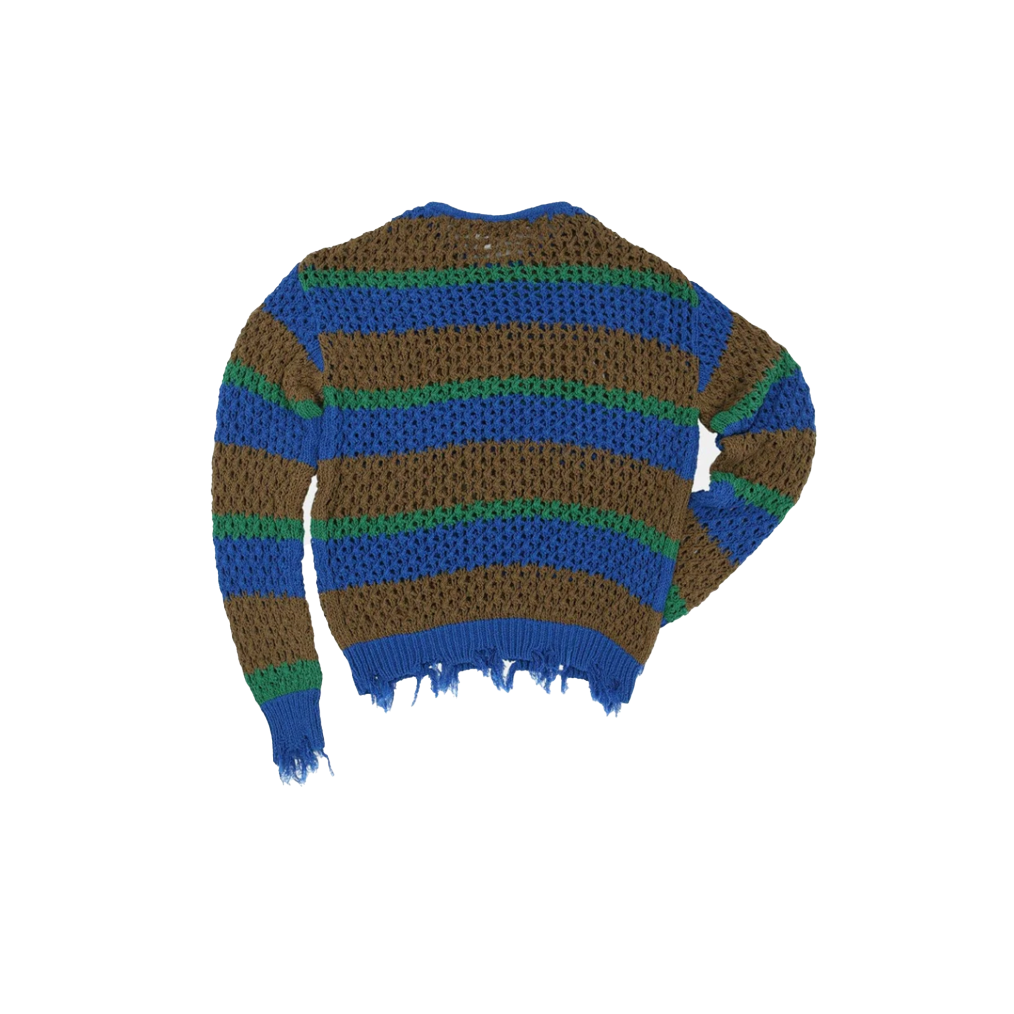 Unisex Damaged Stripe Boatneck Sweater