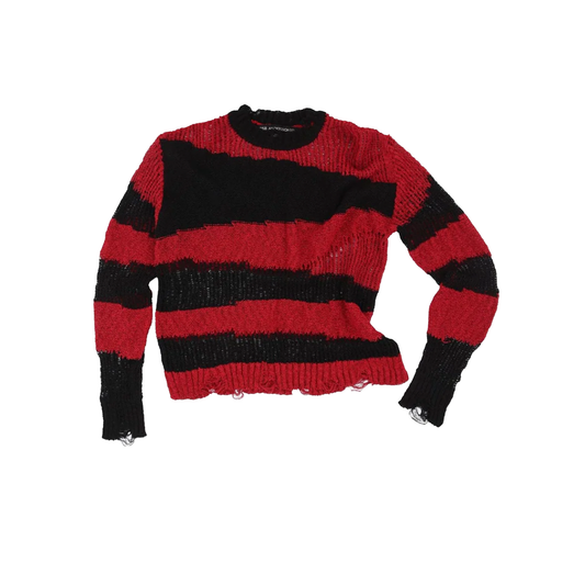 Black Red Stripe Crewneck Sweater