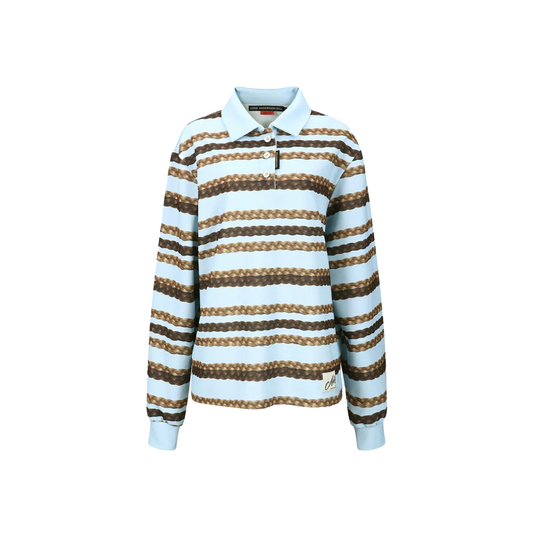 Hair Braid Stripe Collar T-Shirt