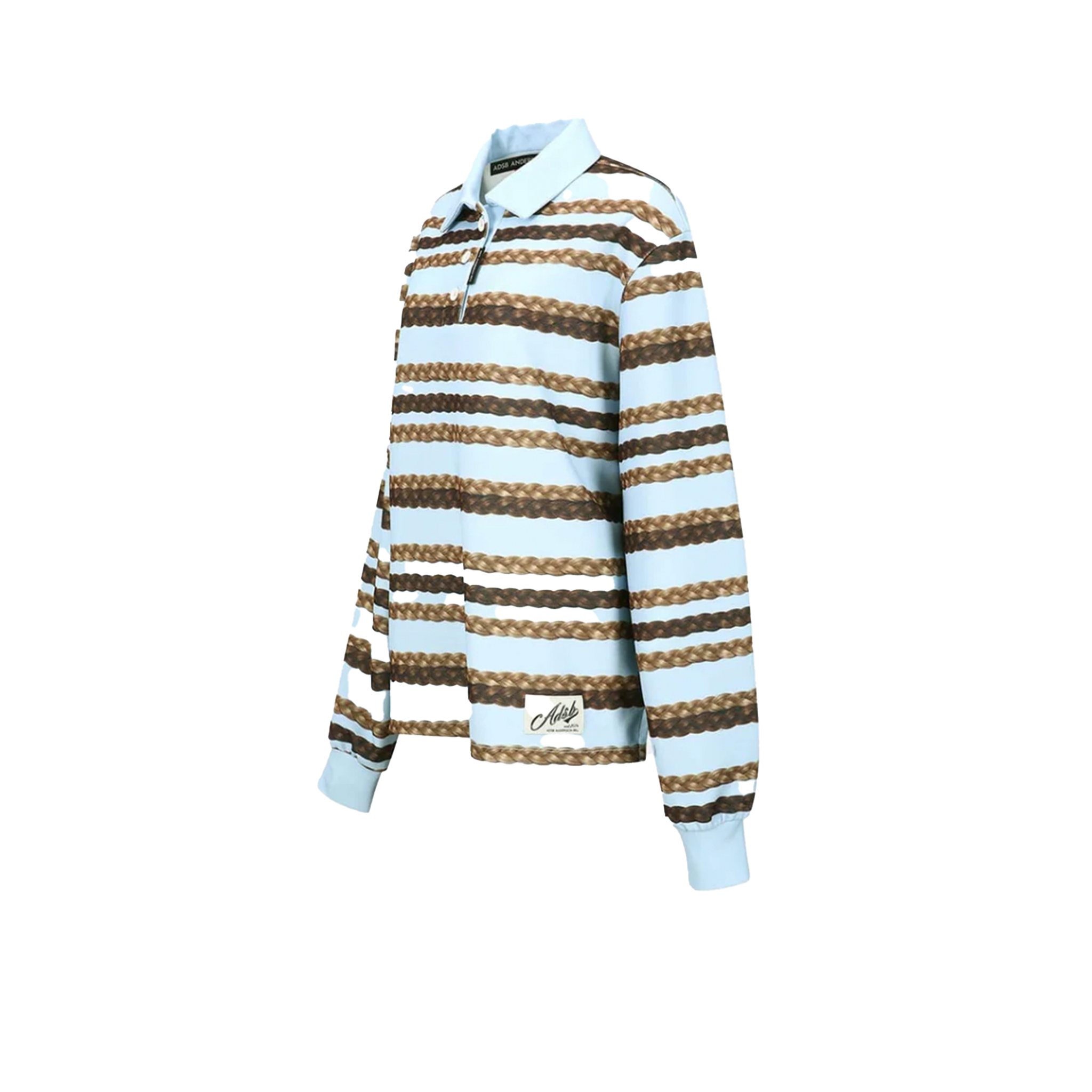 Hair Braid Stripe Collar T-Shirt