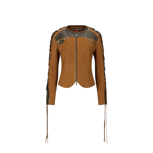 Nina Lace-Up Faux Suede Jacket