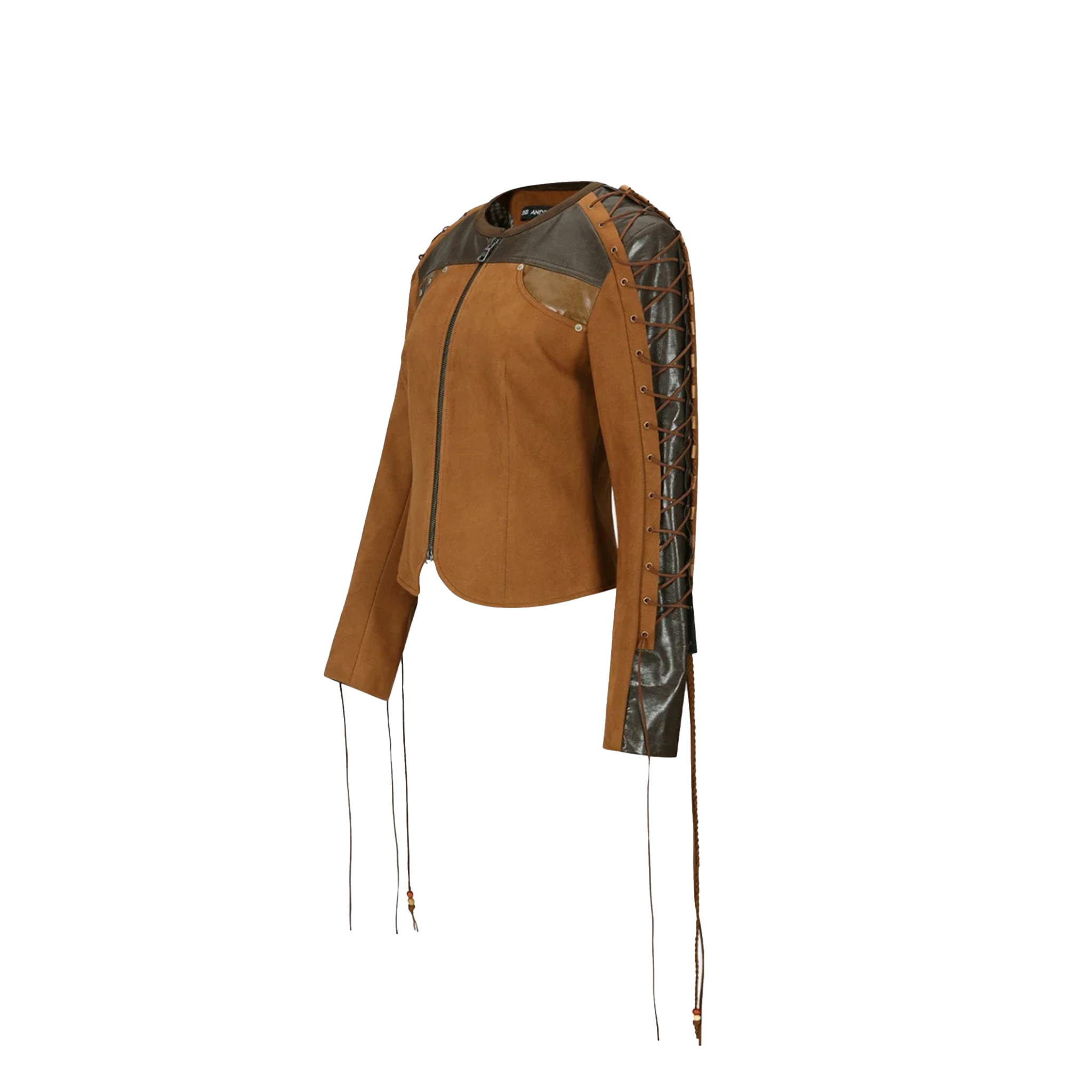 Nina Lace-Up Faux Suede Jacket