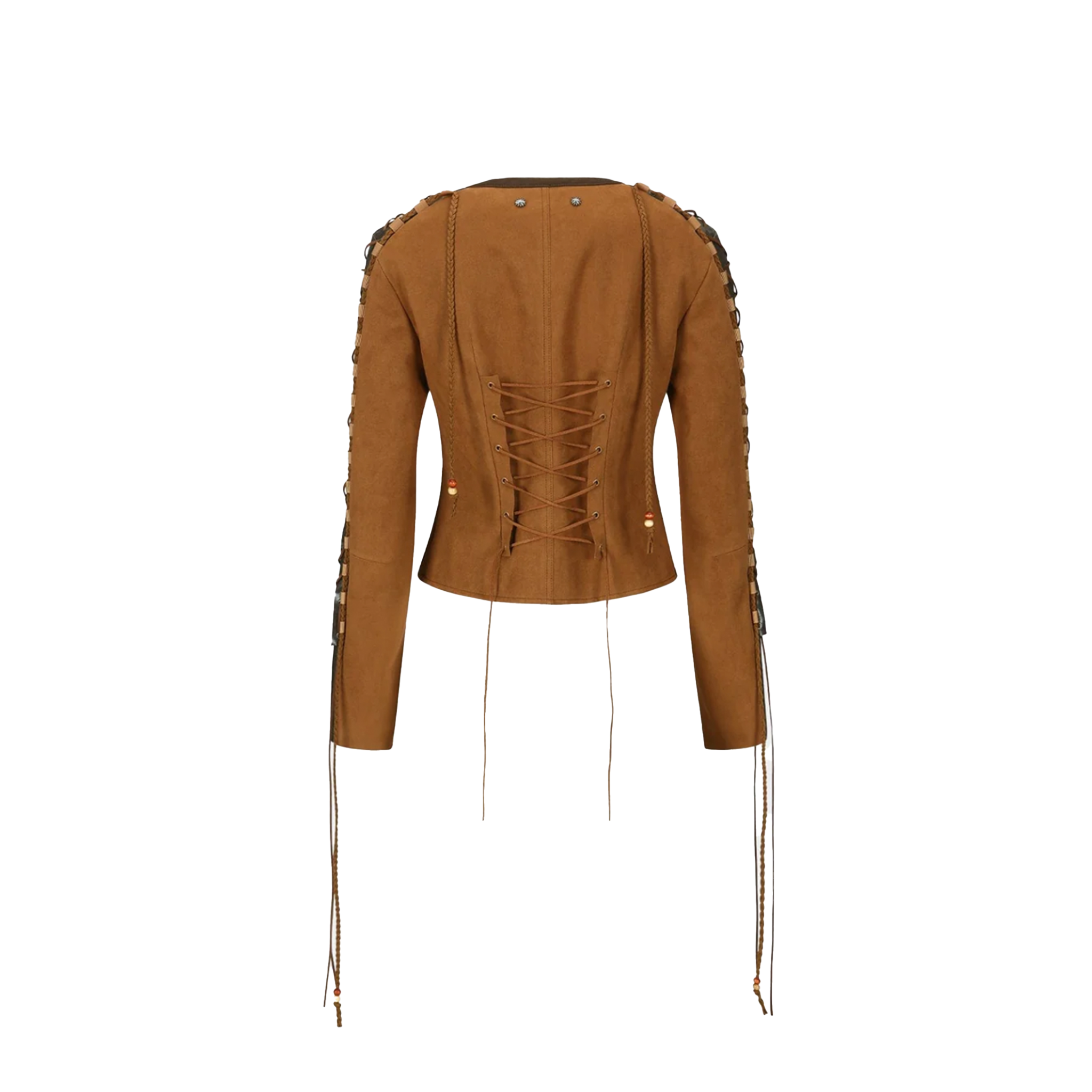 Nina Lace-Up Faux Suede Jacket