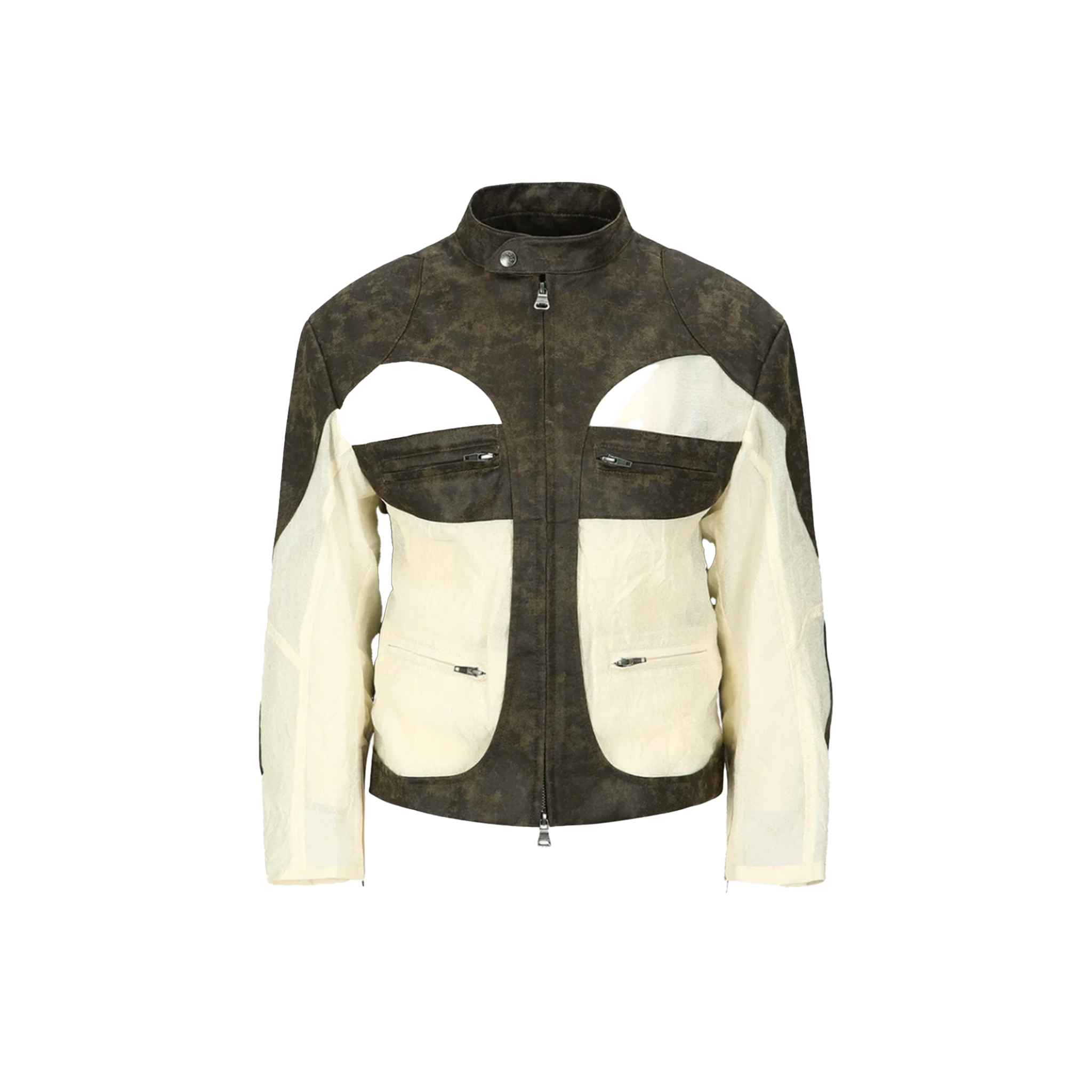 Unisex Faux-Leather & Sheer Rider Jacket