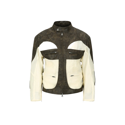 Unisex Faux-Leather & Sheer Rider Jacket