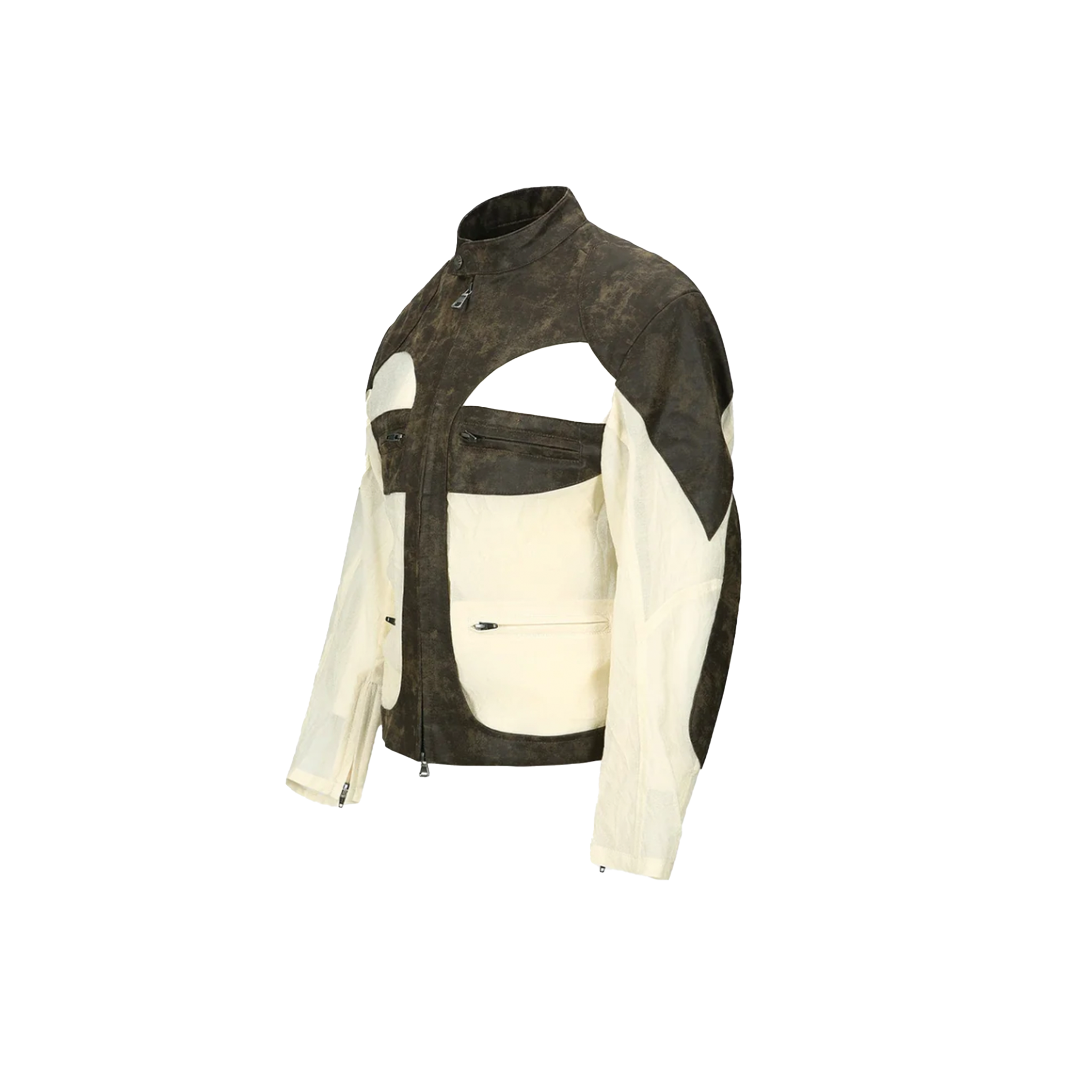 Unisex Faux-Leather & Sheer Rider Jacket