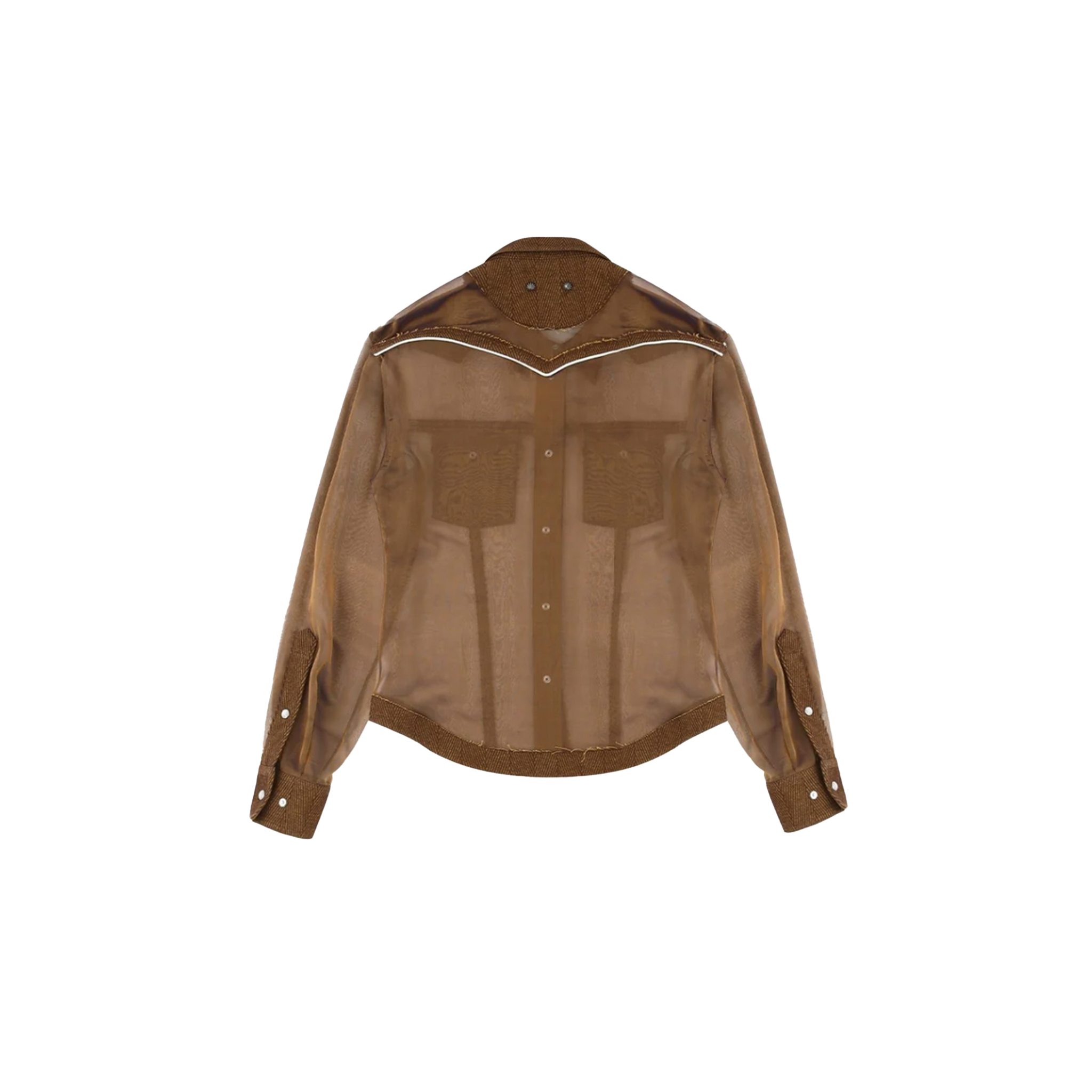 Herringbone Cut-Out Silk Chiffon Shirts