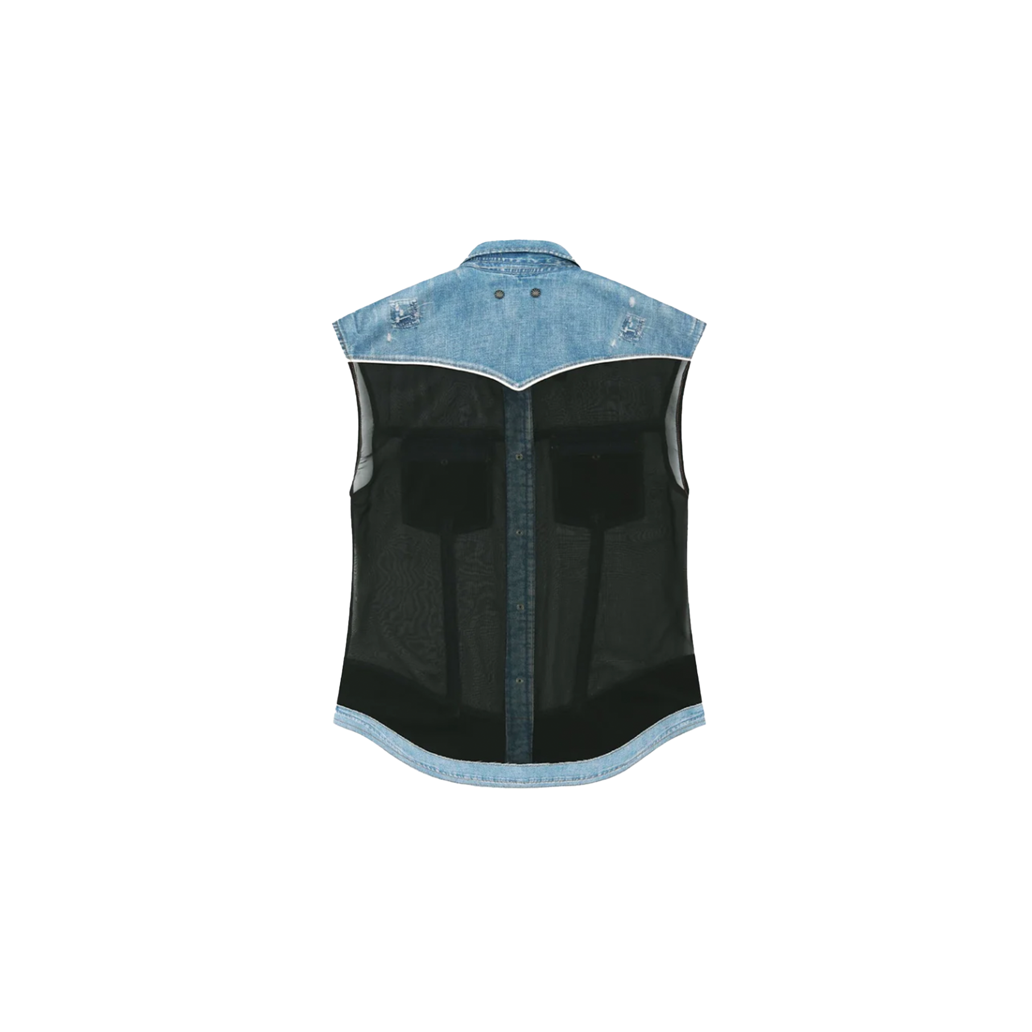 Denim Printed Sleeveless Shirt