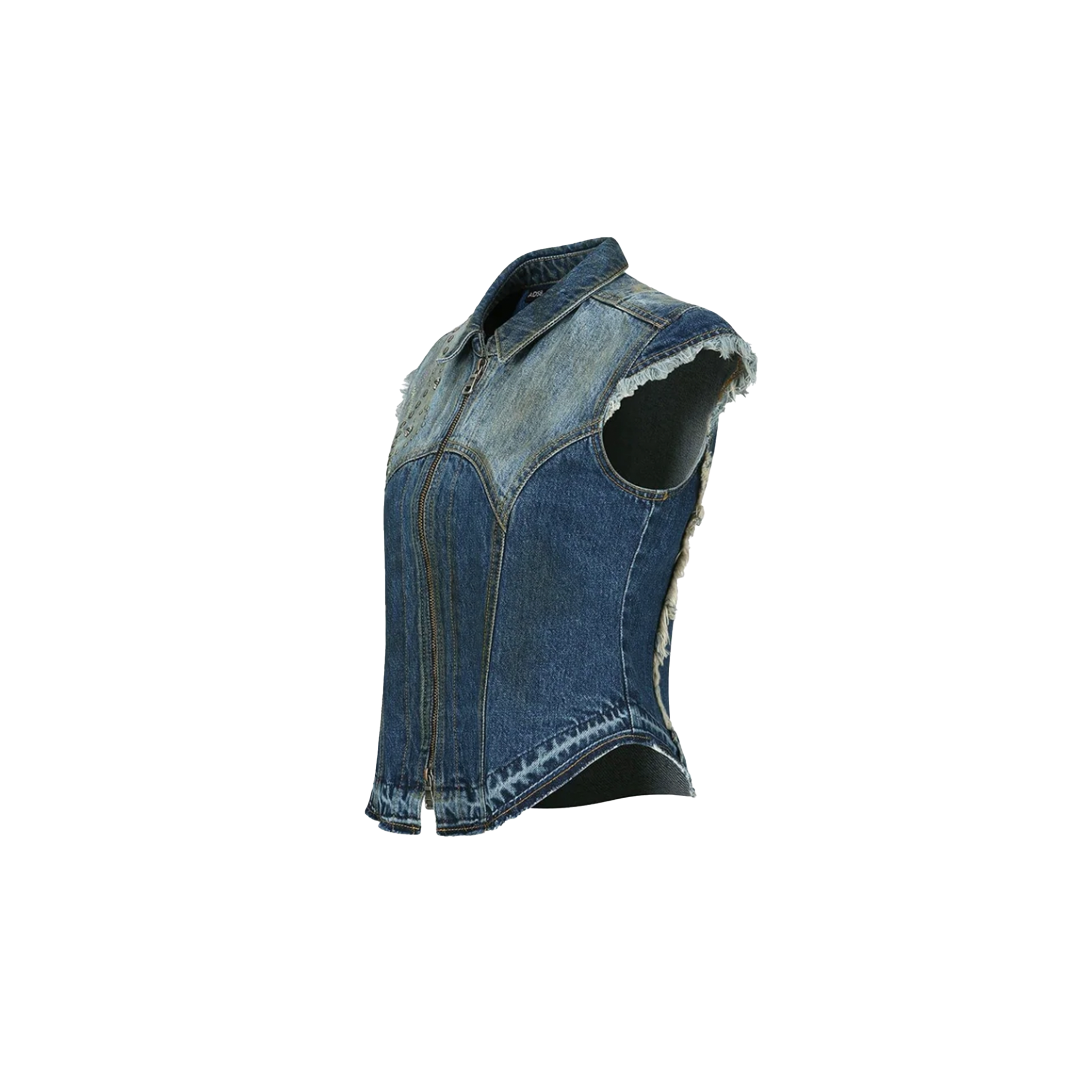 Dusty Denim Riveted Cap Sleeve Vest