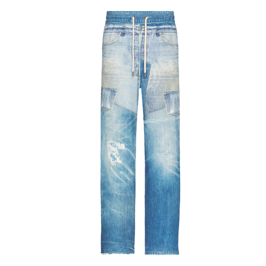 Unisex Denim Trompe L'oeil Mesh Pants