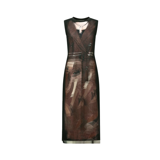 Lenticular Trench Coat Printed Jersey Dress