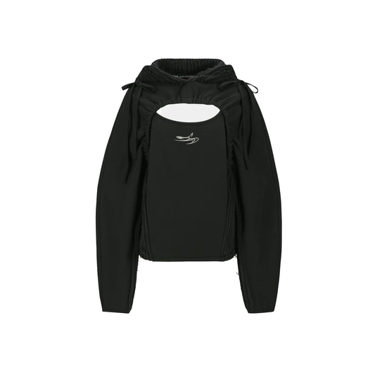 Essential Cut Out Shirring Hoodie