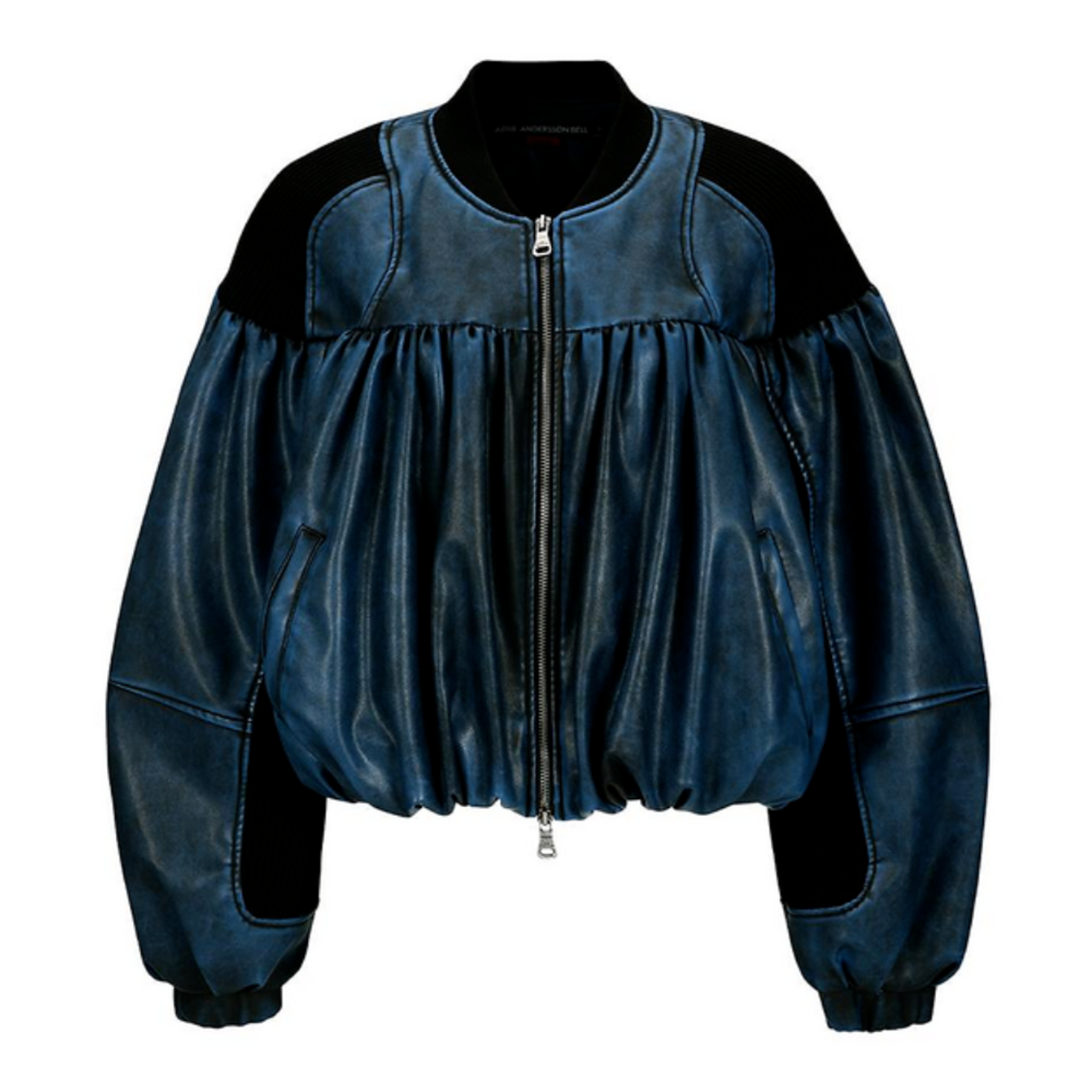 Shitting Faux Leather Bomber Jacket