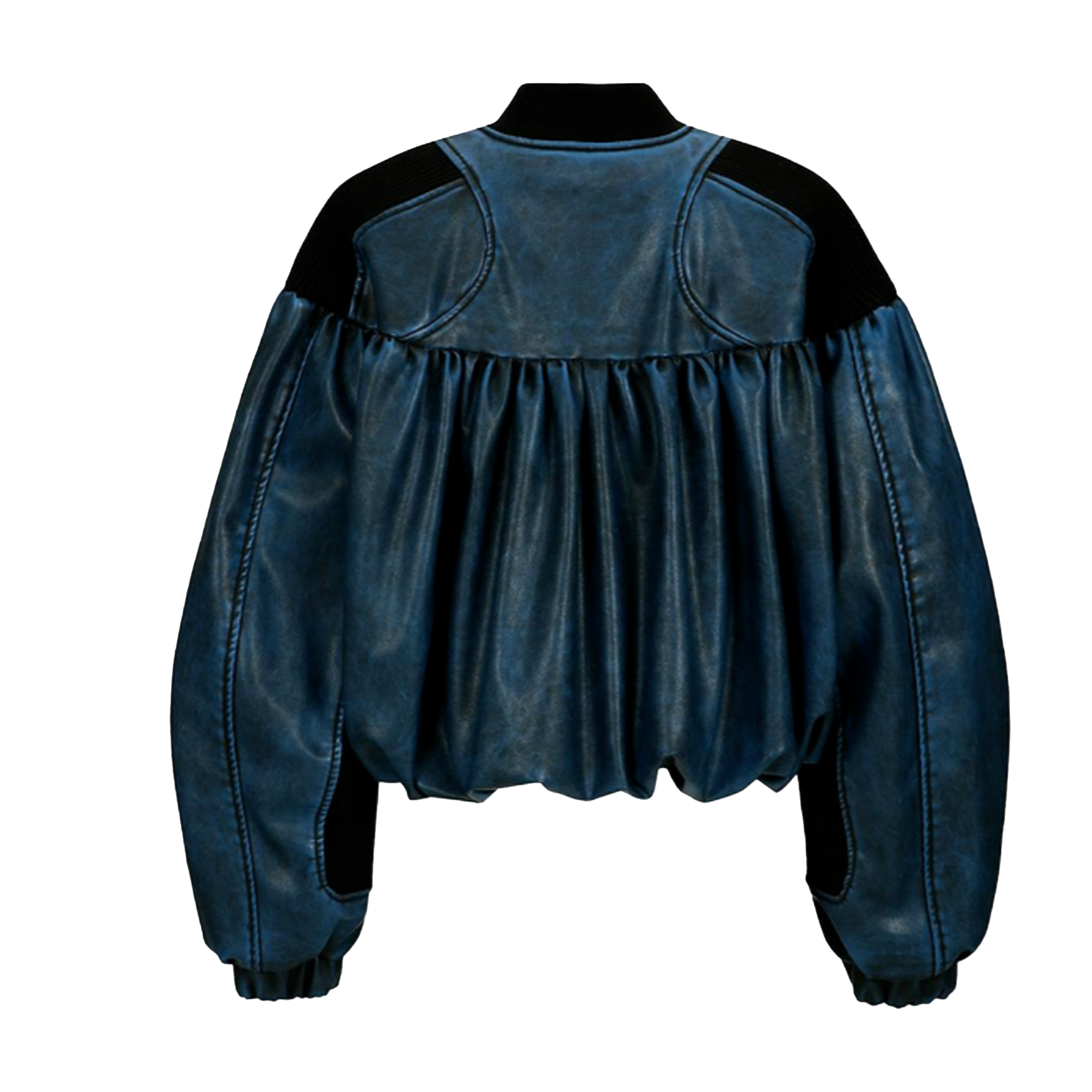 Shitting Faux Leather Bomber Jacket