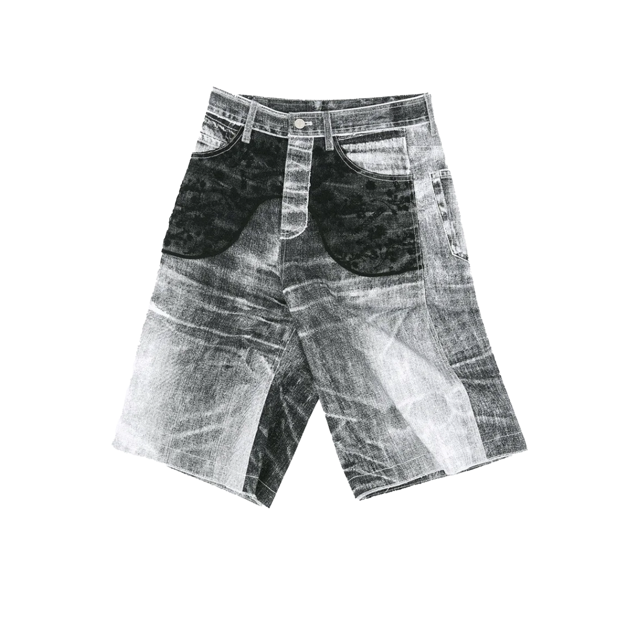 Lace Paneled White Denim Shorts