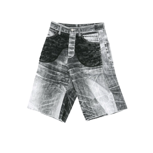 Lace Paneled White Denim Shorts