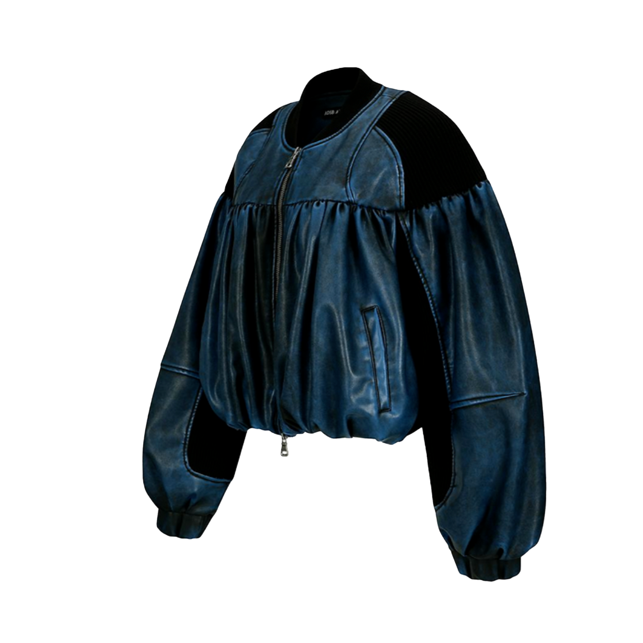 Shitting Faux Leather Bomber Jacket