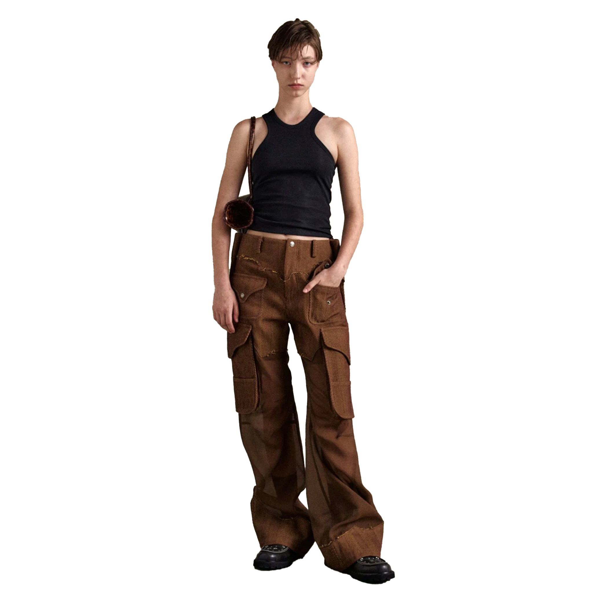 herringbone Sheer Cargo Pants