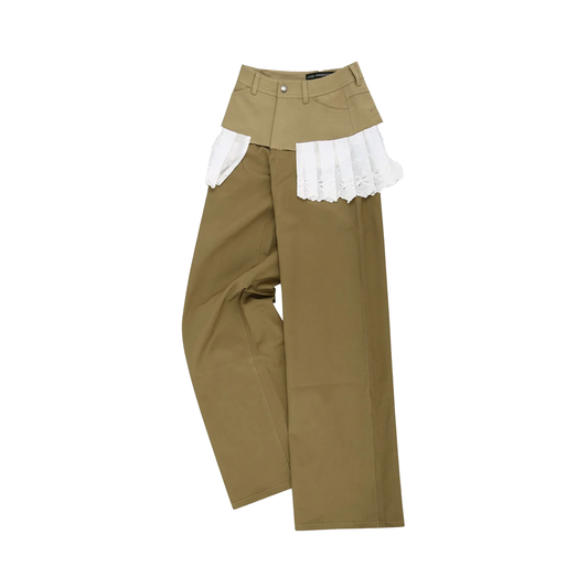 Lace Pleats Skirt Pants