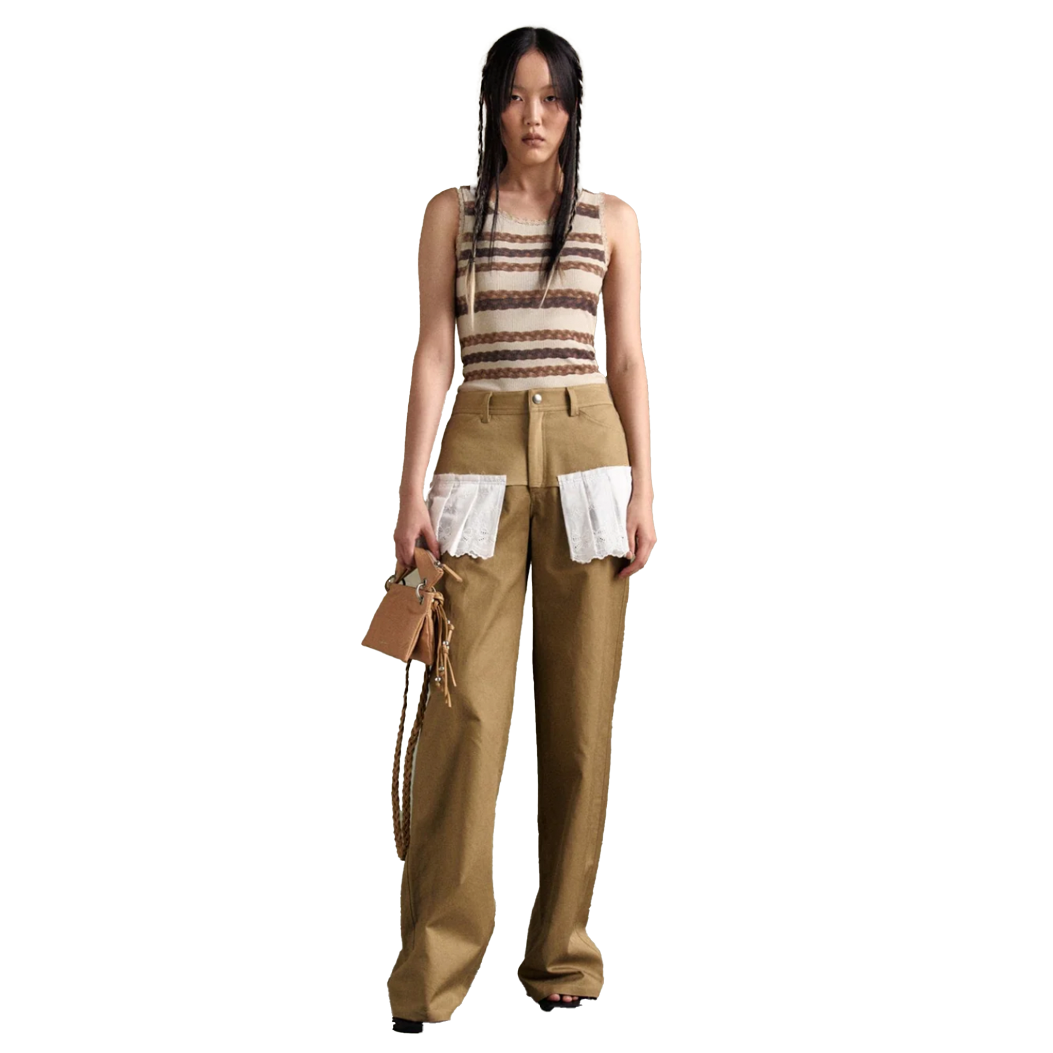 Lace Pleats Skirt Pants