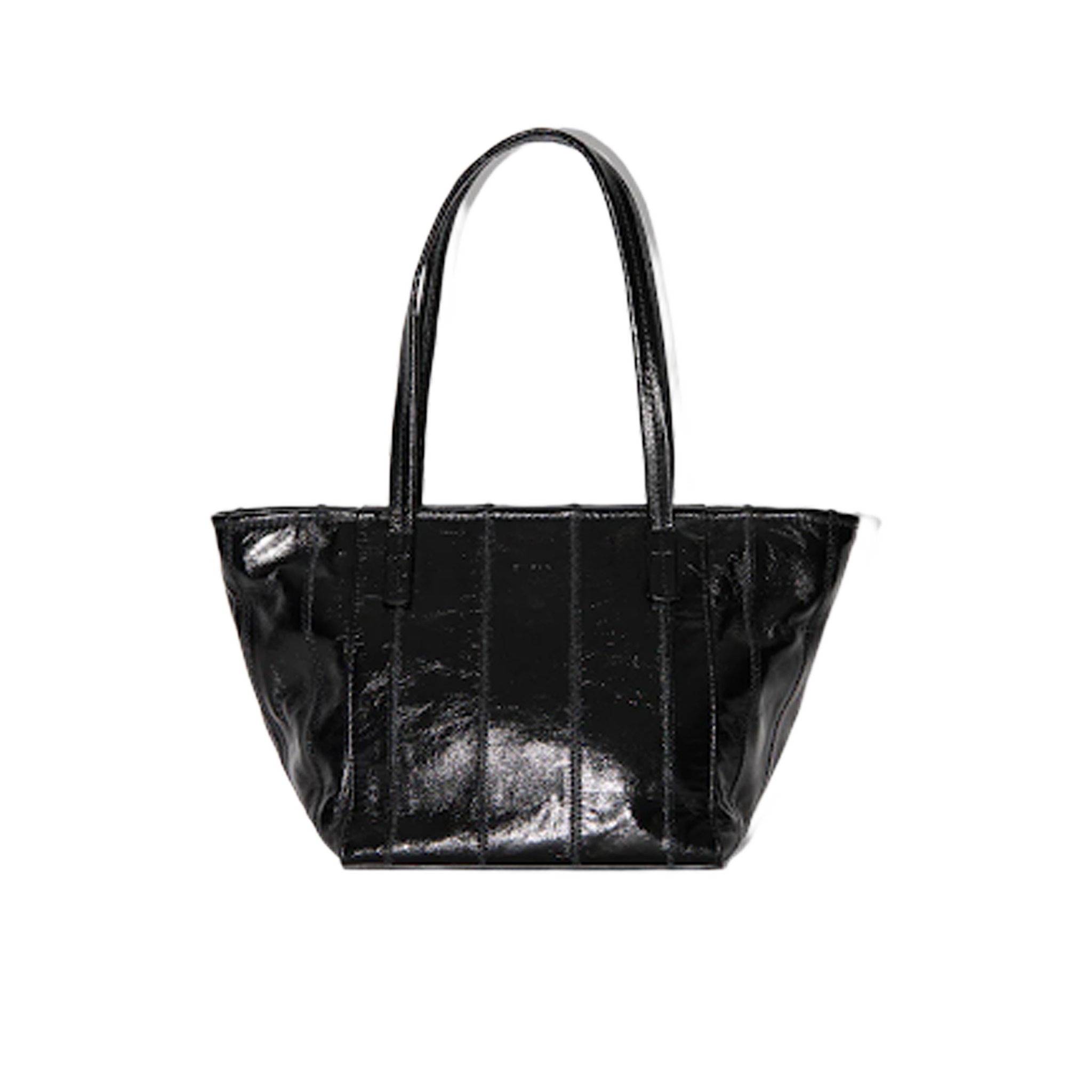 Bar Tote Black Patchwork Creased Leather