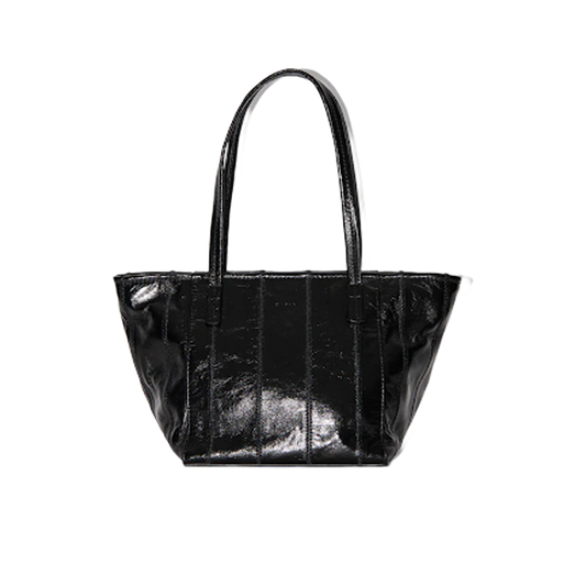 Bar Tote Black Patchwork Creased Leather