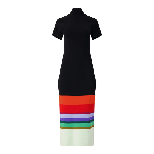 Mock Neck Open Back Knit Dress