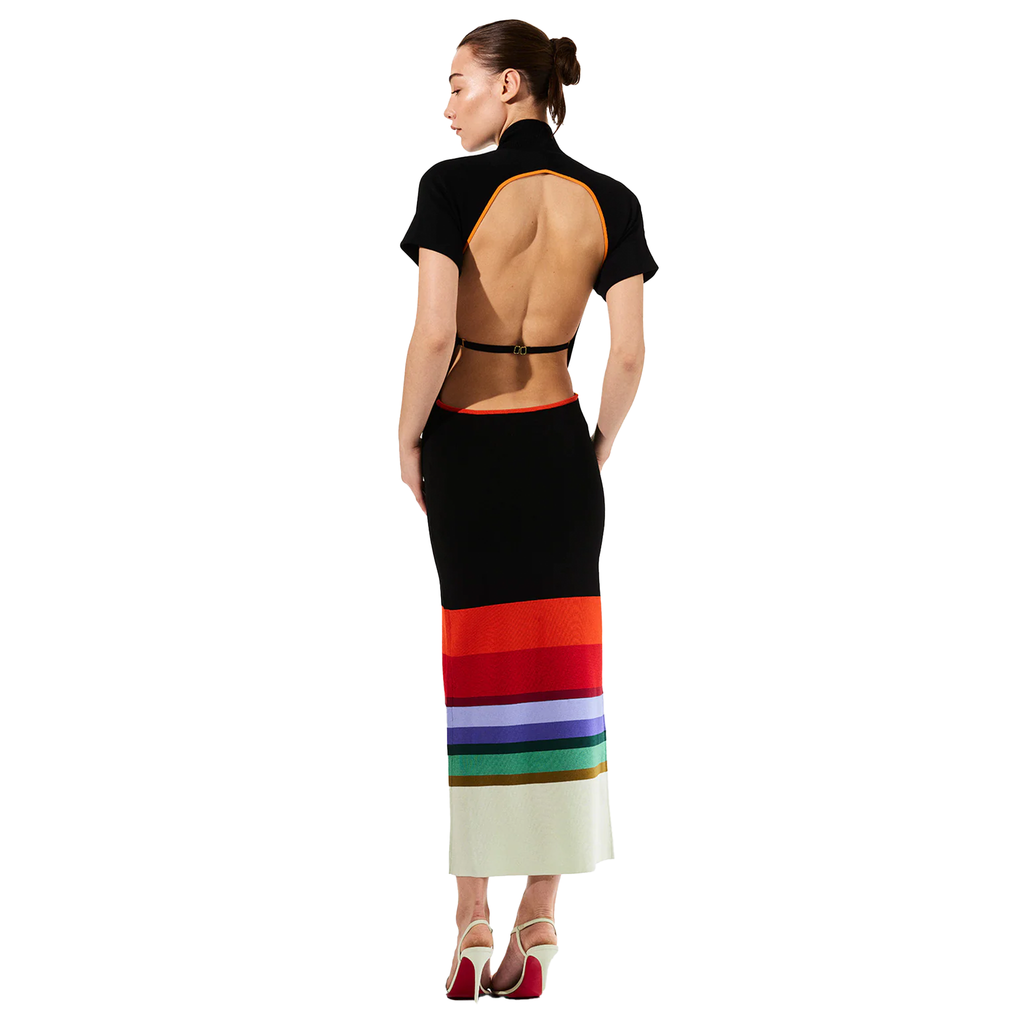 Mock Neck Open Back Knit Dress