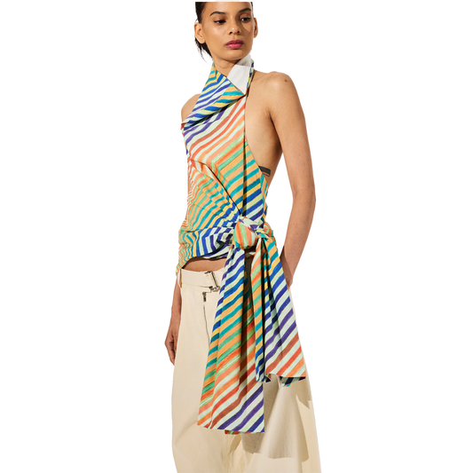 Bias Crayon Strope Sarong Blouse