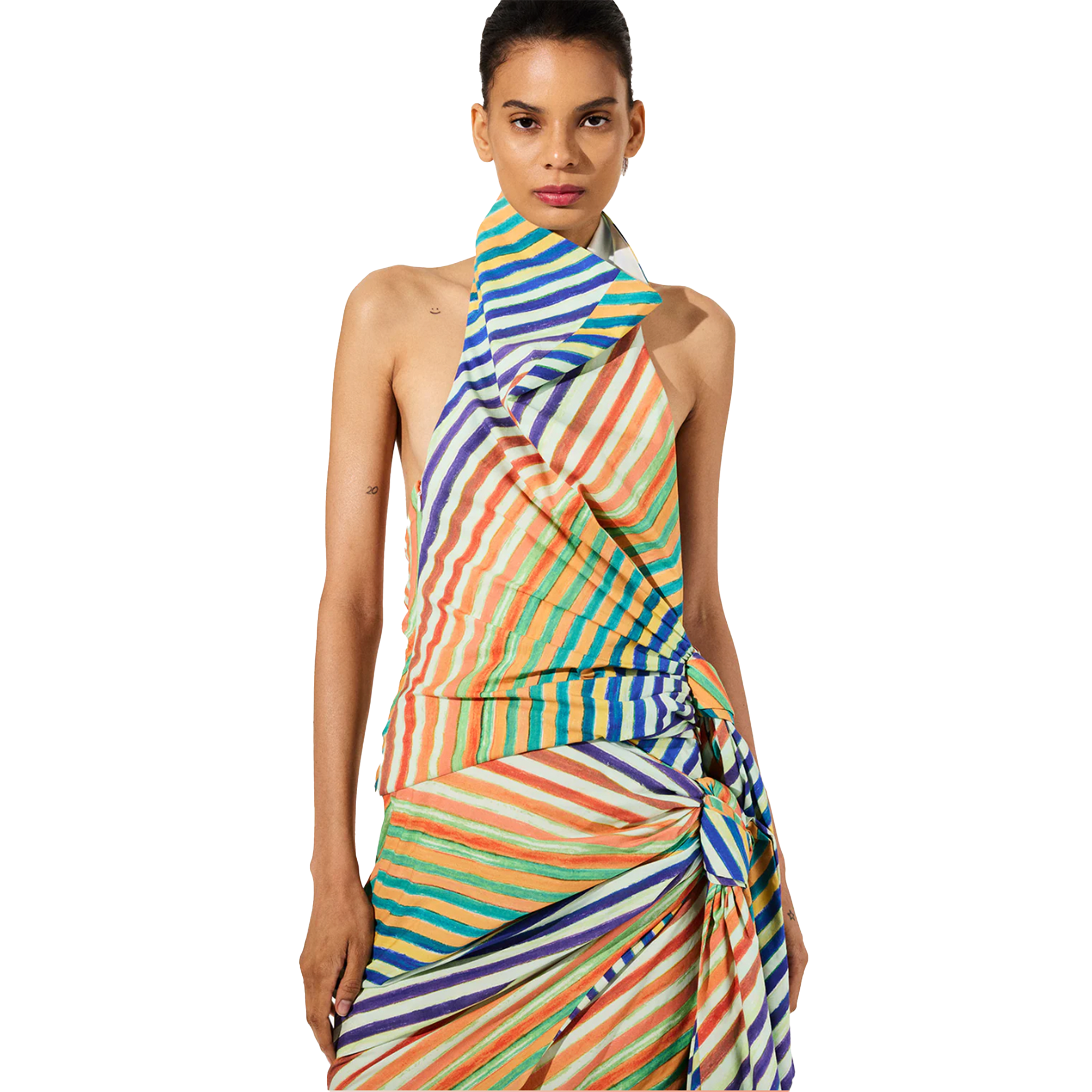 Bias Crayon Strope Sarong Blouse