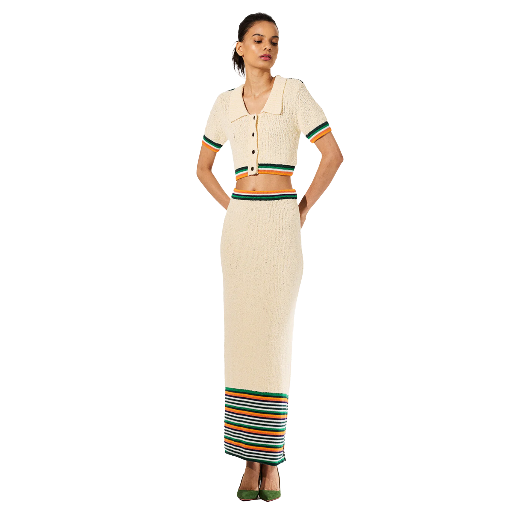 Cropped Boucle Knit Pencil Skirt