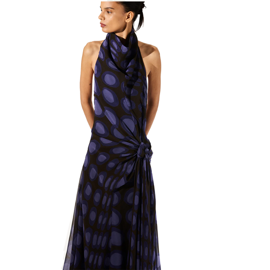 Silk Wiggle Dot Sarong Gown